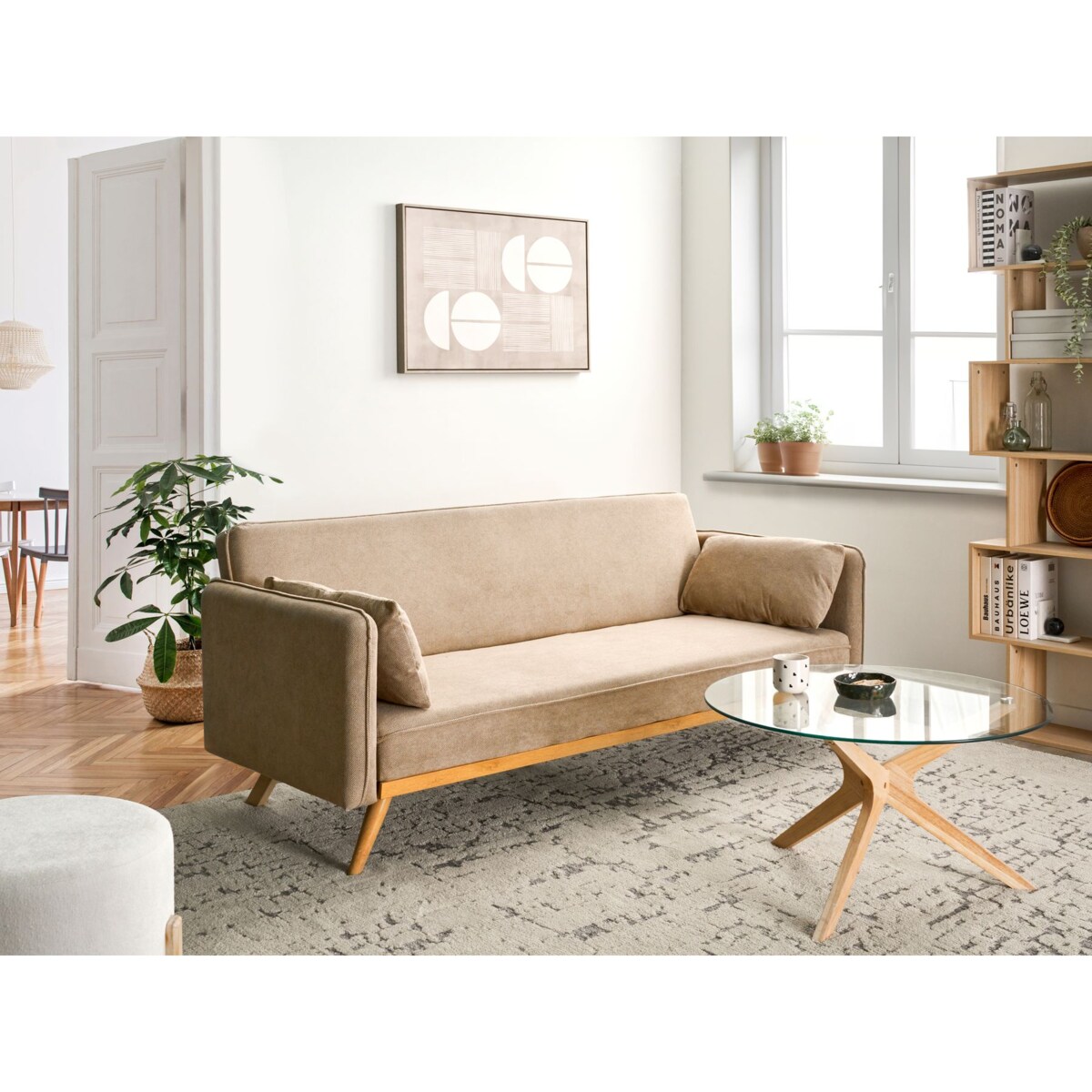 Sofa rozkładana ASAA Jasnobrązowy