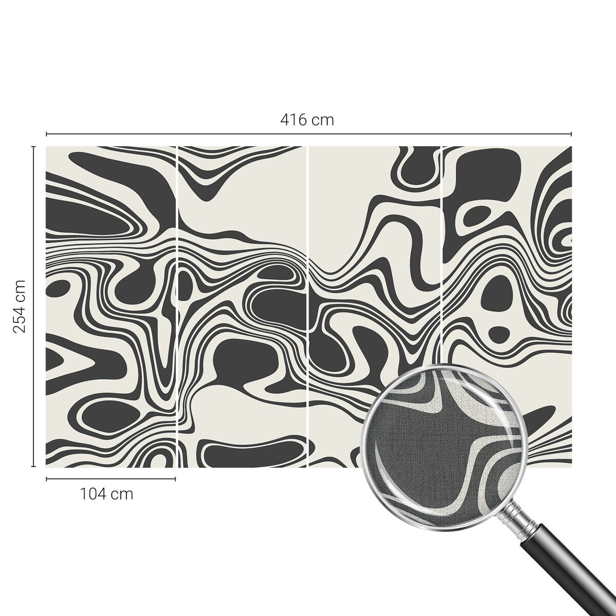 Fototapeta samoprzylepna 416x254 cm - Dynamiczne linie, tapeta ścienna czarno-biała