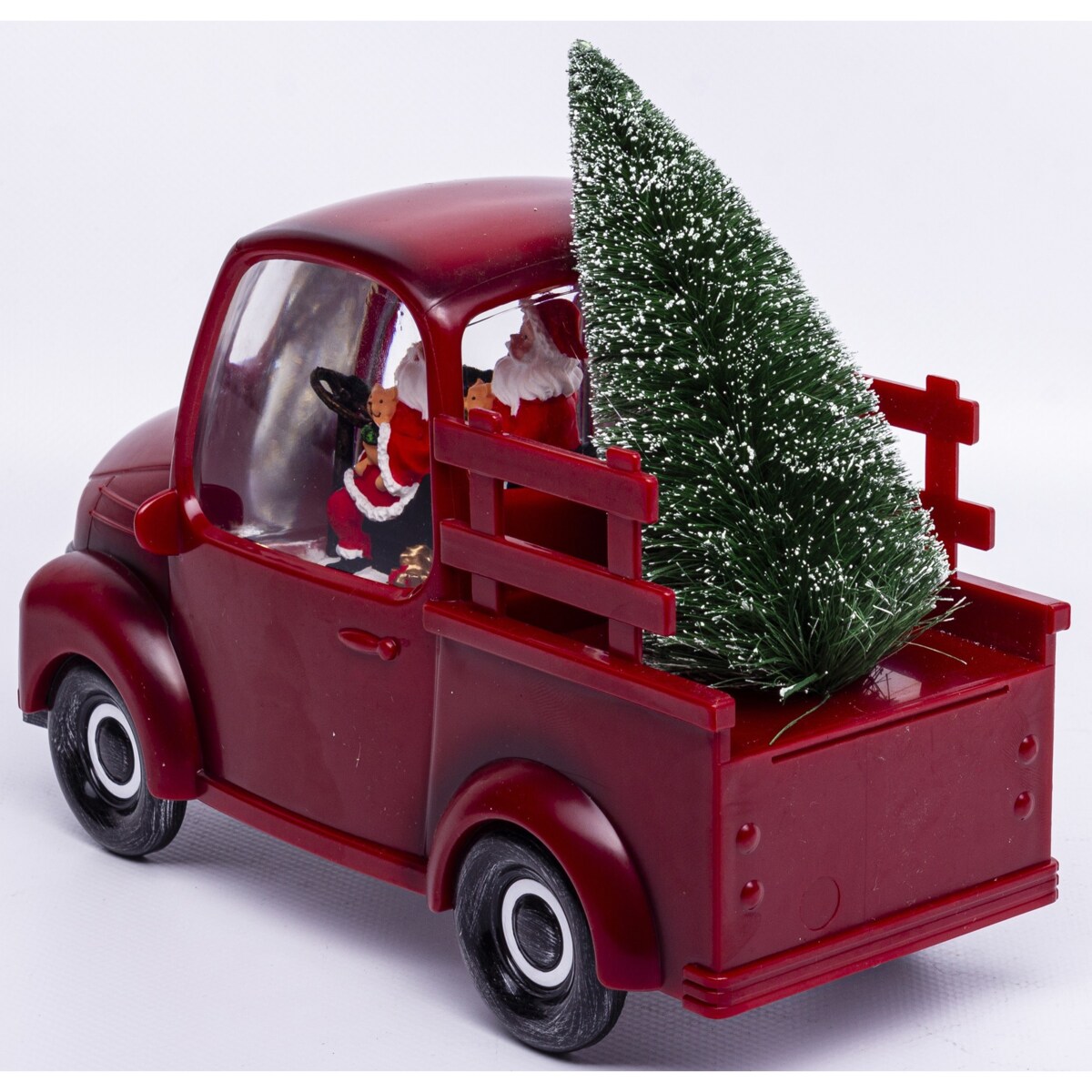 Dekoracja - ciężarówka z choinką LED 18x24x10 cm