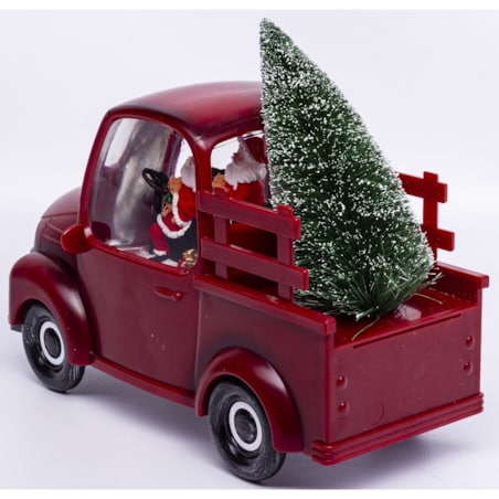 Dekoracja - ciężarówka z choinką LED 18x24x10 cm