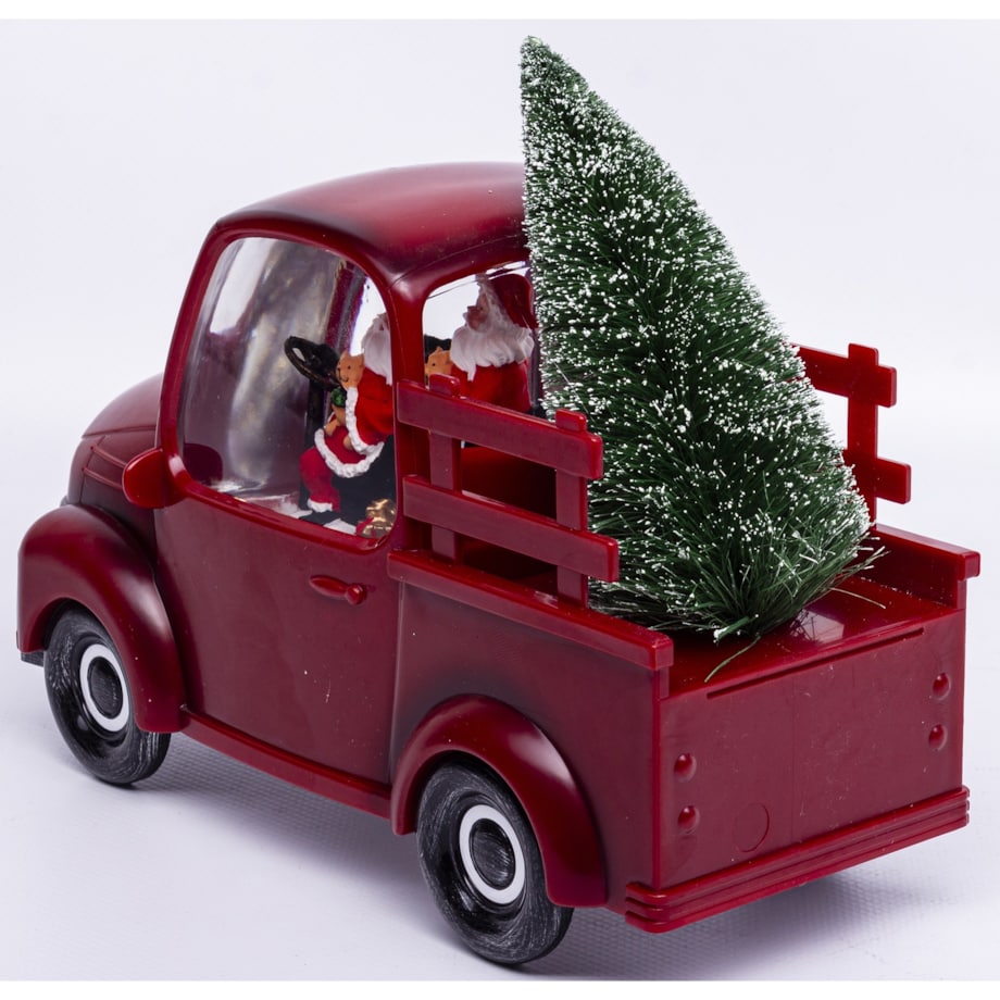Dekoracja - ciężarówka z choinką LED 18x24x10 cm
