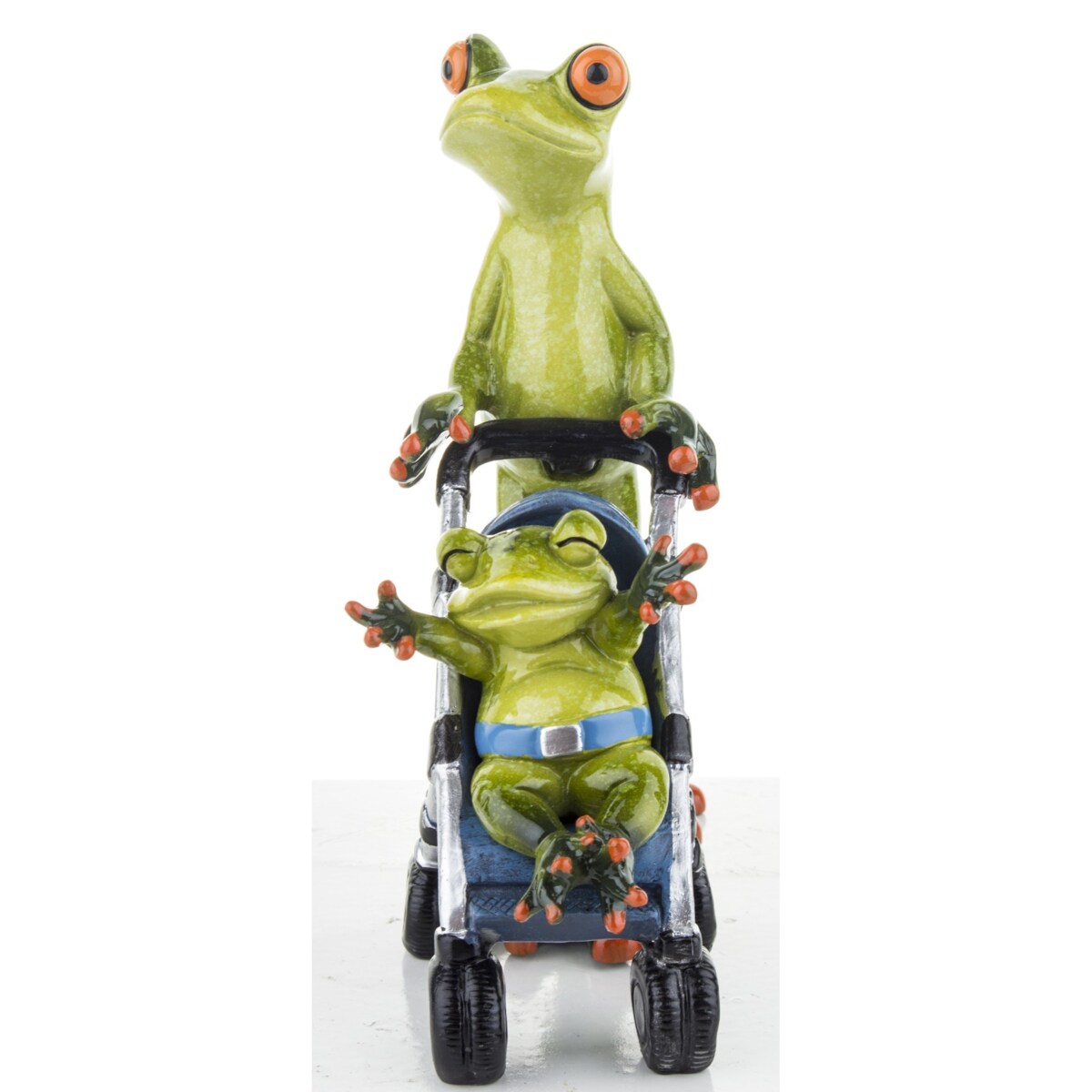 Figurka - żabka 16x14x7 cm FROGG spacer z wózkiem