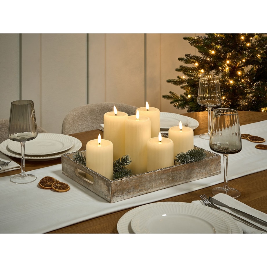 Zestaw 6 świec LED NOISETTE 10/16 cm Złamana biel