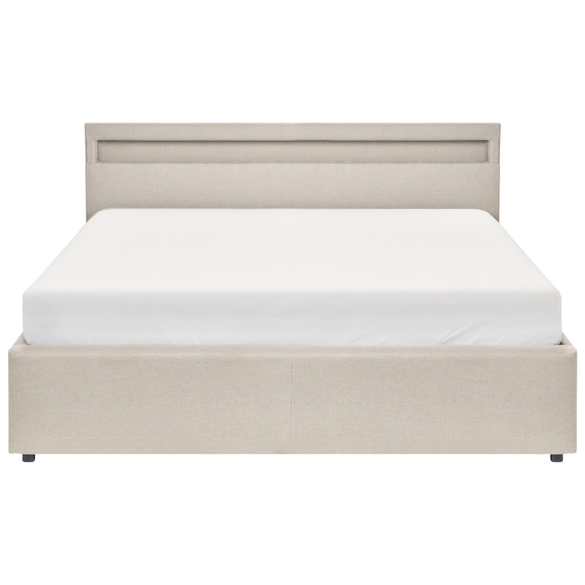 Łóżko LED z pojemnikiem ARMELLE 160 x 200 cm Beżowy