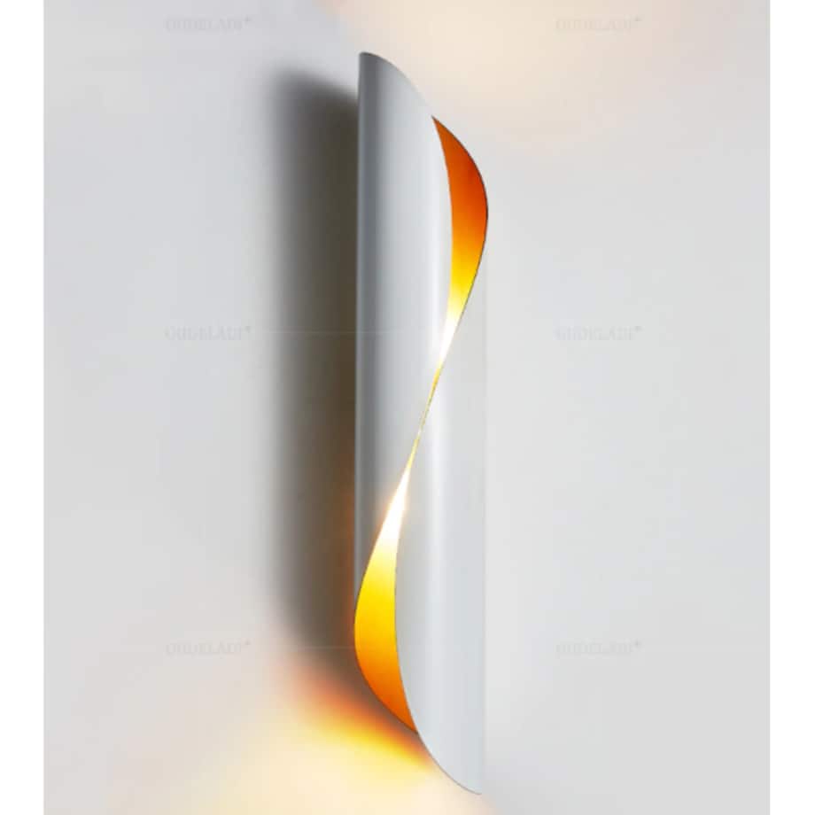 Ścienna lampa nowoczesna Drill metalowy kinkiet biały złoty