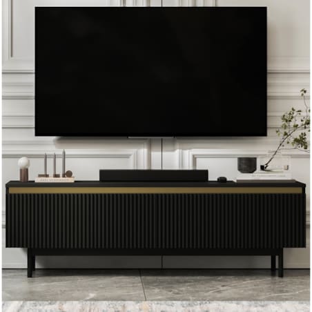 Nowoczesna Szafka RTV Komoda Glamour RTV Czarny Mat rama w kolorze czarnym 140 cm