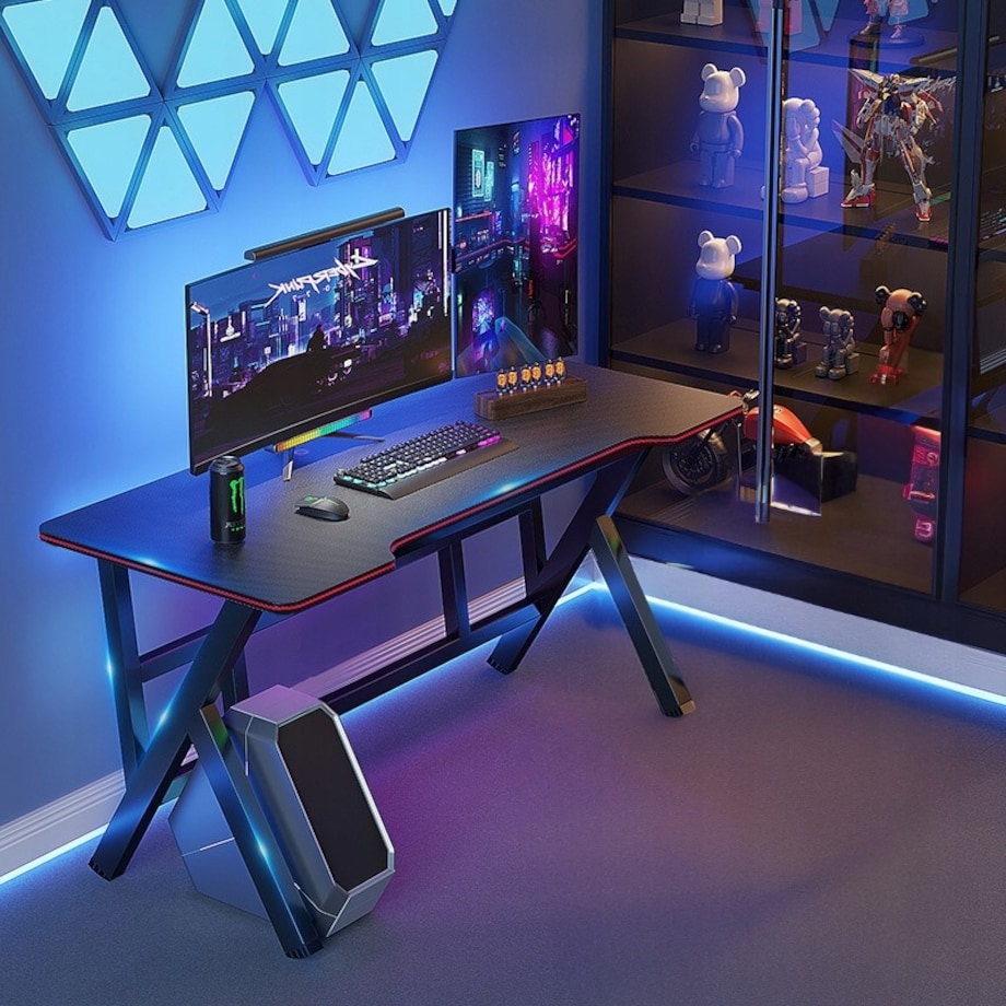Biurko gamingowe stół dla gracza komputerowe czarne duże nowoczesne 120 cm