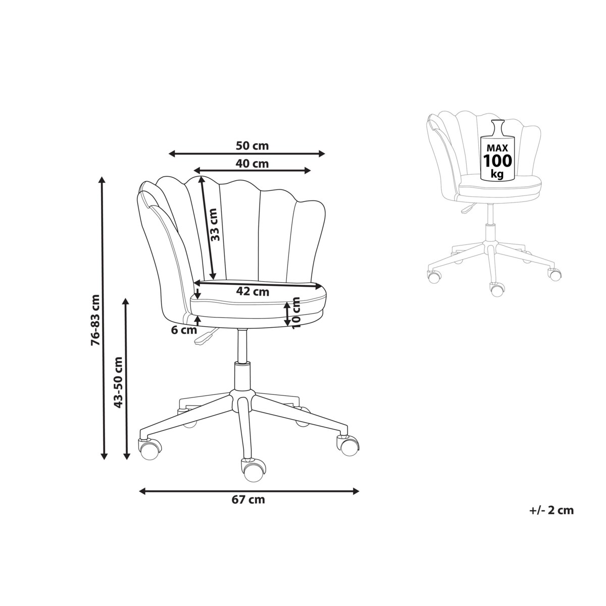 Krzesło biurowe regulowane welurowe niebieskie MONTICELLO