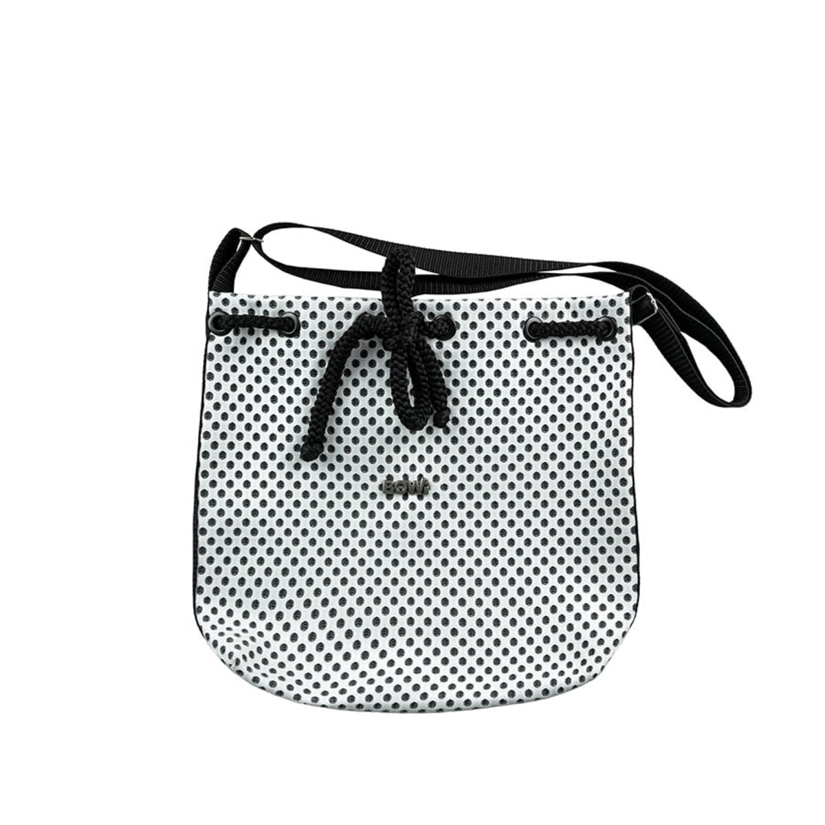 Torba na ramię w grochy z kieszonką i sznurkiem do ściągnięcia