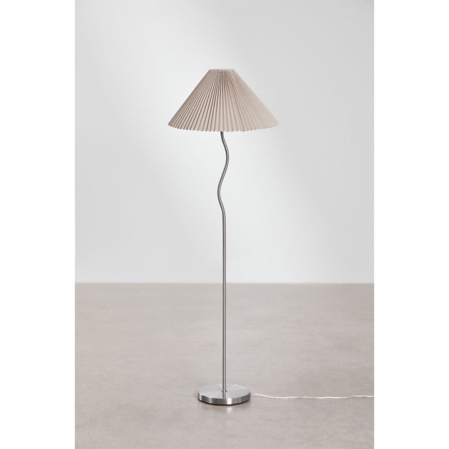 Lampa podłogowa z metalu i lnu Siliema, 152 cm