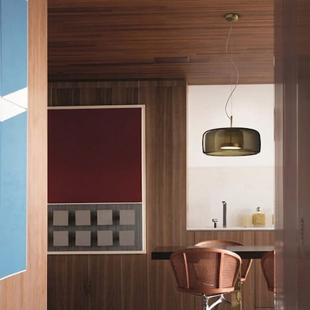 Lampa Wisząca Led Szkło Amber Nowoczesna Złota