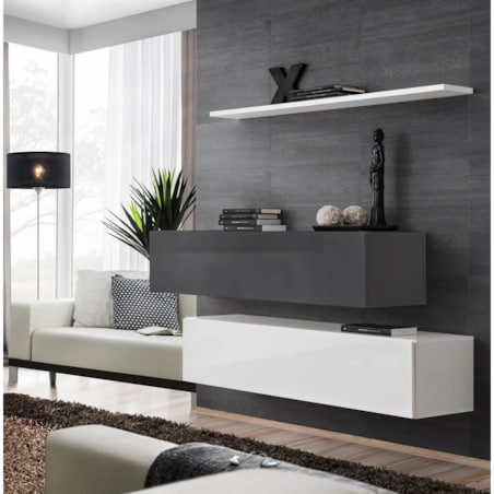 Meblościanka SWITCH SB II biała/grafitowa