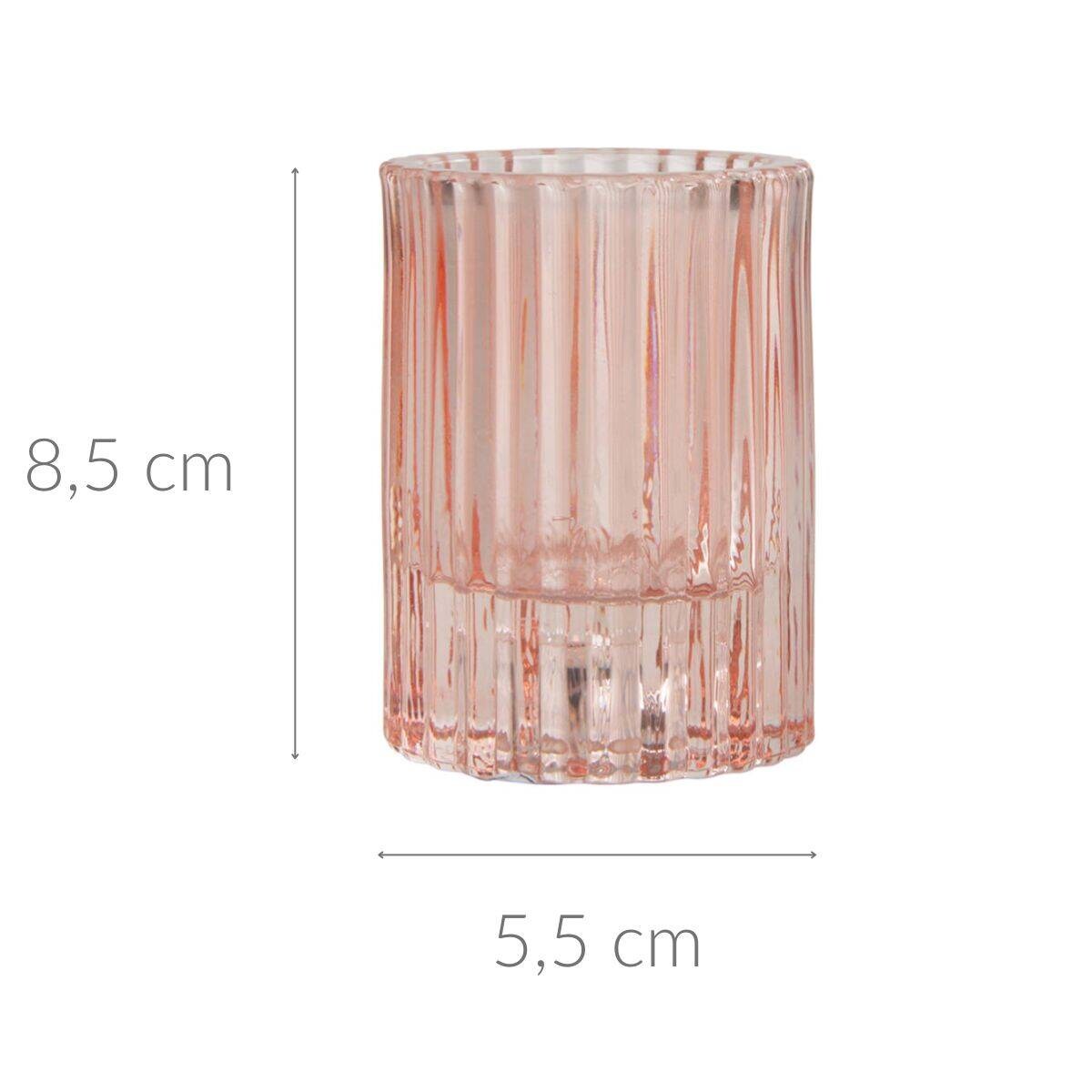 Prążkowany świecznik z barwionego szkła, Ø 5,5 cm