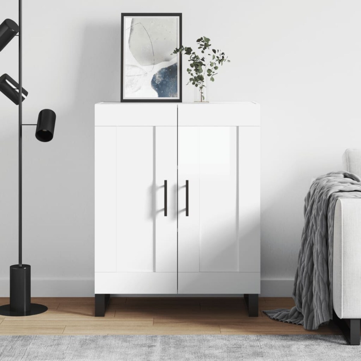 vidaXL Szafka, biała, połysk, 69,5x34x90 cm, materiał drewnopochodny