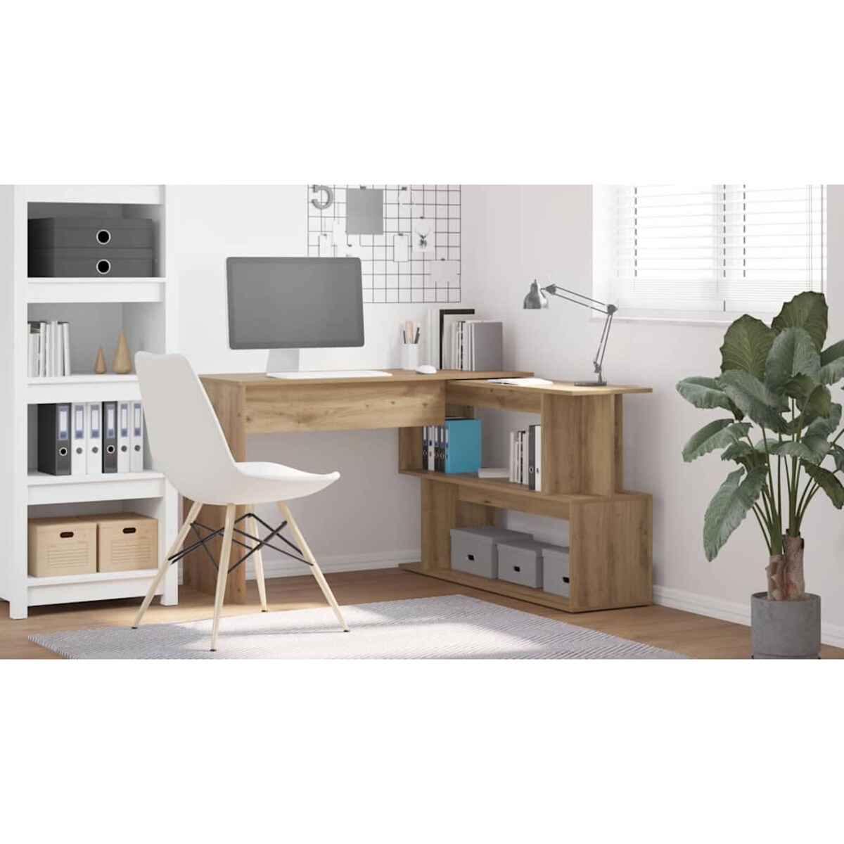 vidaXL Biurko narożne, dąb artisan, 200,5x50x76 cm