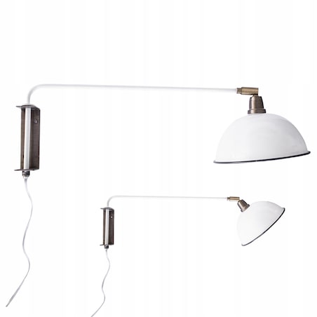 LAMPA ŚCIENNA KINKIET biała z włącznikiem metalowy do salonu sypialni
