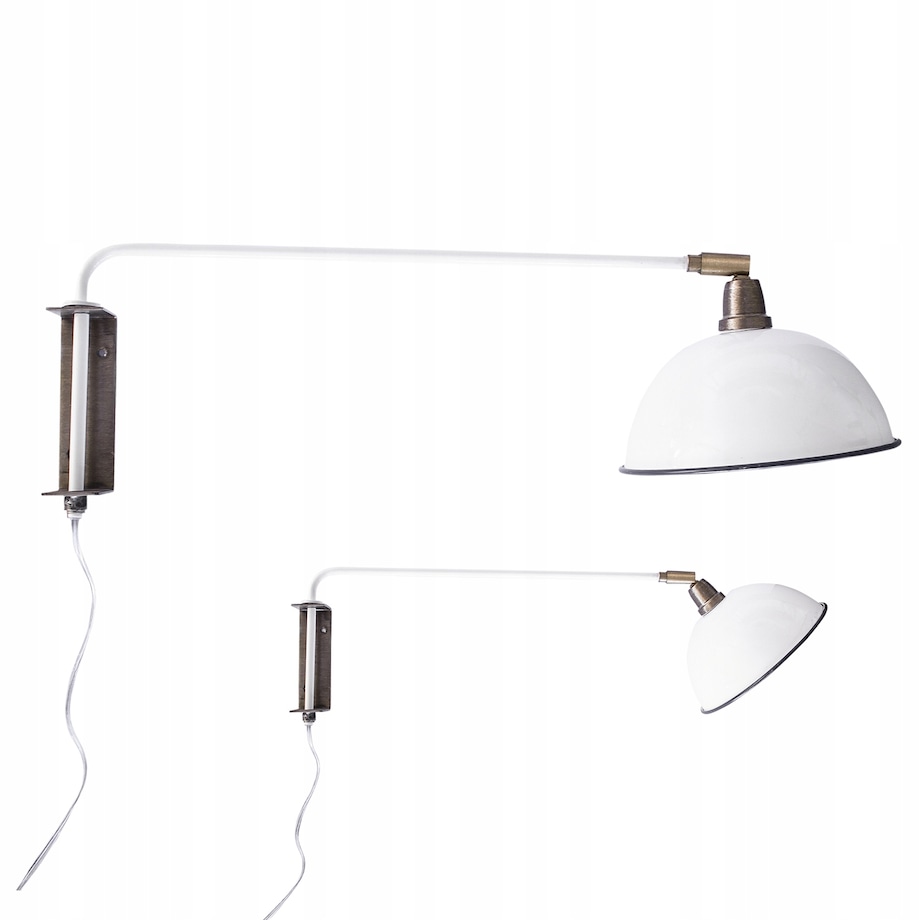 LAMPA ŚCIENNA KINKIET biała z włącznikiem metalowy do salonu sypialni