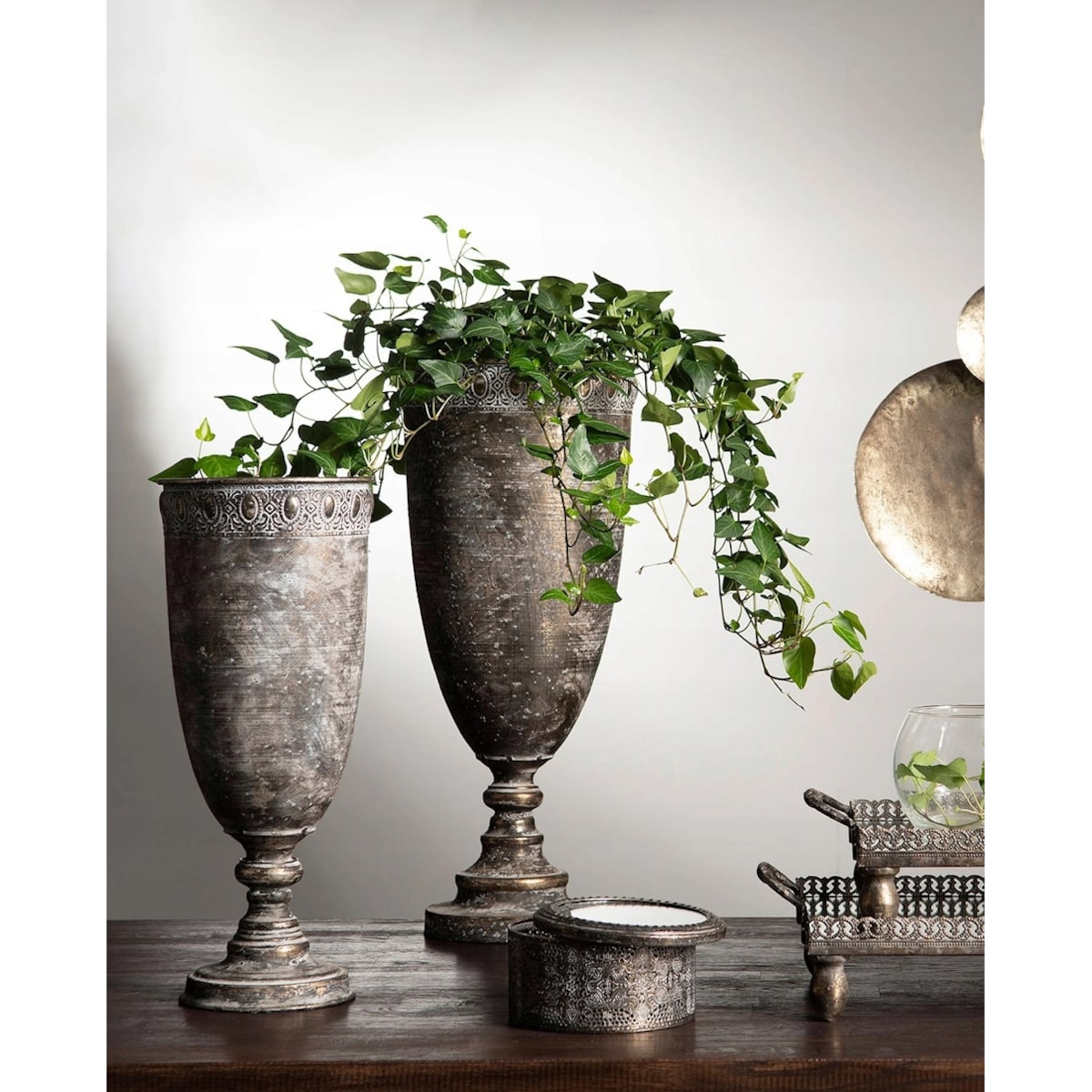 WAZON PODŁOGOWY DUŻY WYSOKI DŁUGI RETRO LOFT METALOWY DO DOMU SALONU 50cm