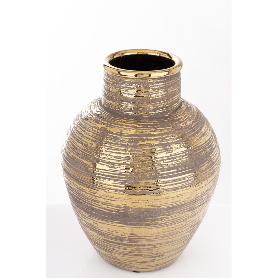 Wazon ceramiczny złoty, postarzany 32x24x24 cm JULITTA