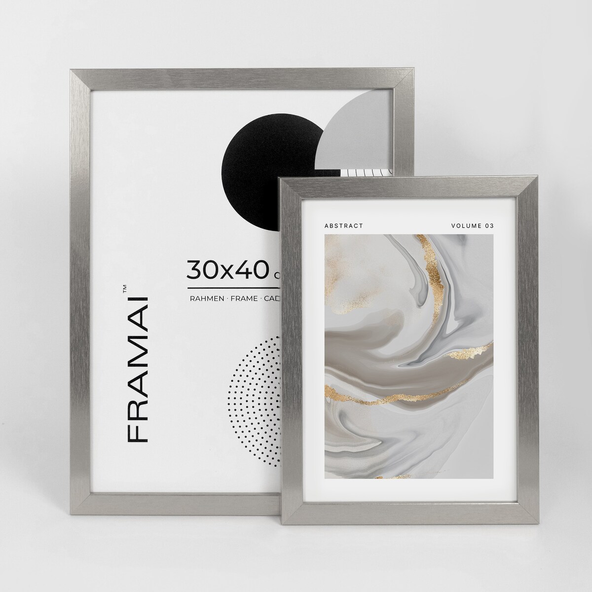 Ramka na zdjęcia 30x40 cm srebrna rama MDF z plexi do powieszenia pion poziom klasyczna ramka FRAMAI