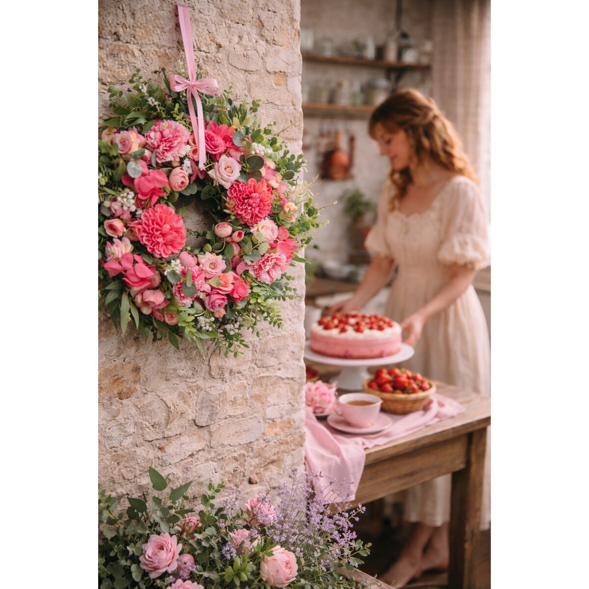 Wielkanocny wianek ø 50-55 cm stroik wiosenny XXL JULIE