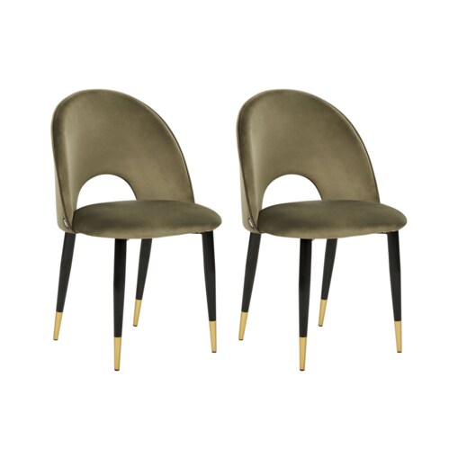 Zestaw 2 krzeseł do jadalni welurowy zielony MAGALIA