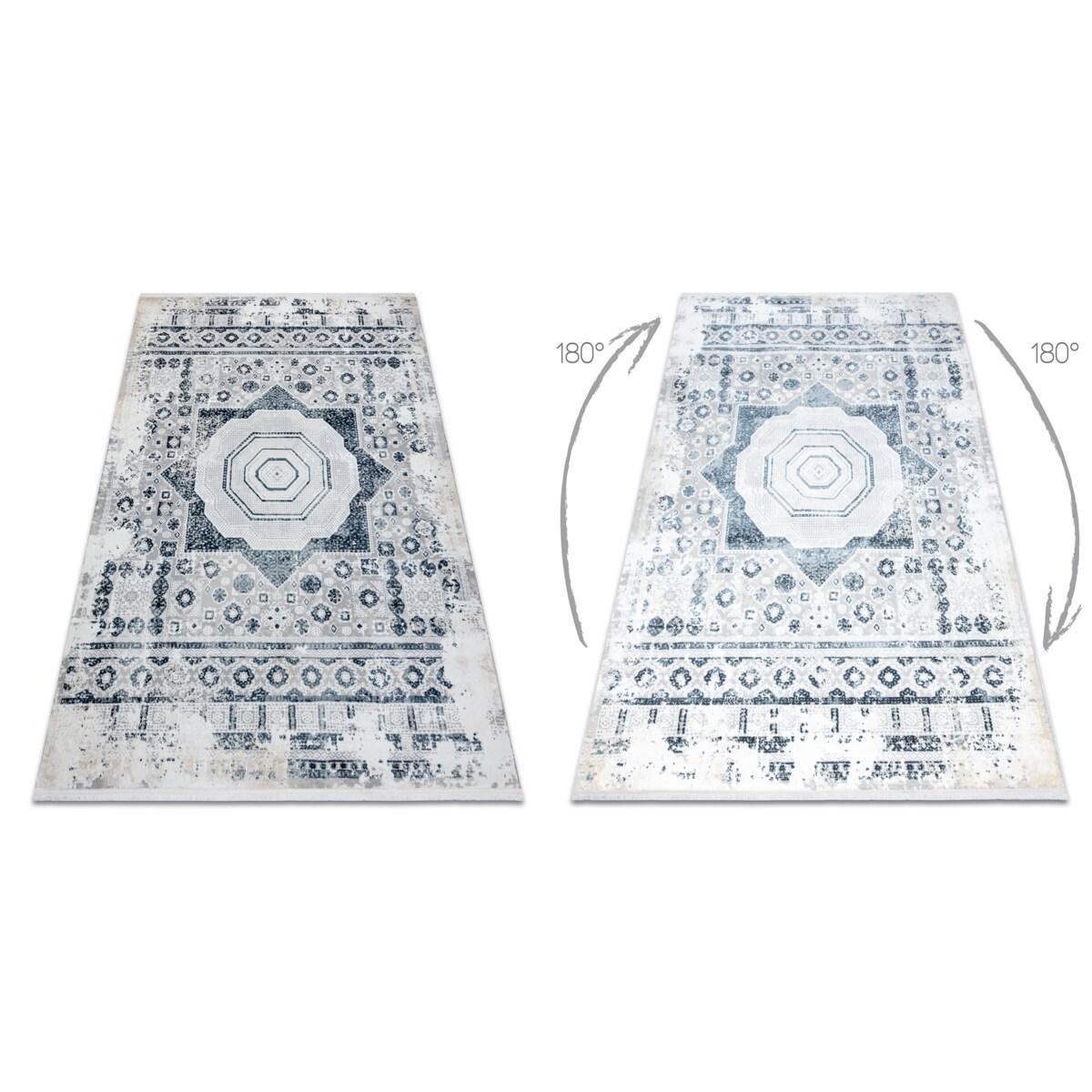 Dywan DUKE 51542 krem / niebieski - Rozeta 120x170 cm