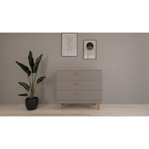 Komoda Denver szary chinchilla & hikora