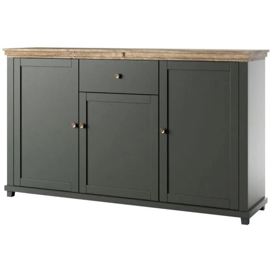 Komoda EVORA 3D1S 160 zielona mat/dąb lefkas