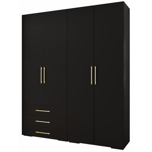 Garderoba wysoka do przedpokoju INOVA 3 Z15 czarny+złoty