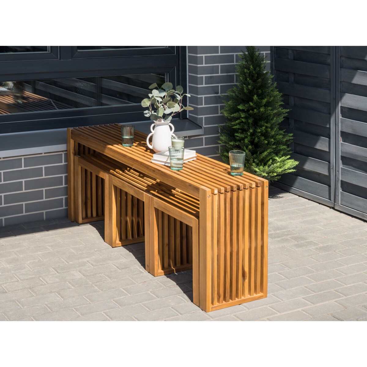 Stół ogrodowy akacjowy 150 x 35 cm jasne drewno BELLANO