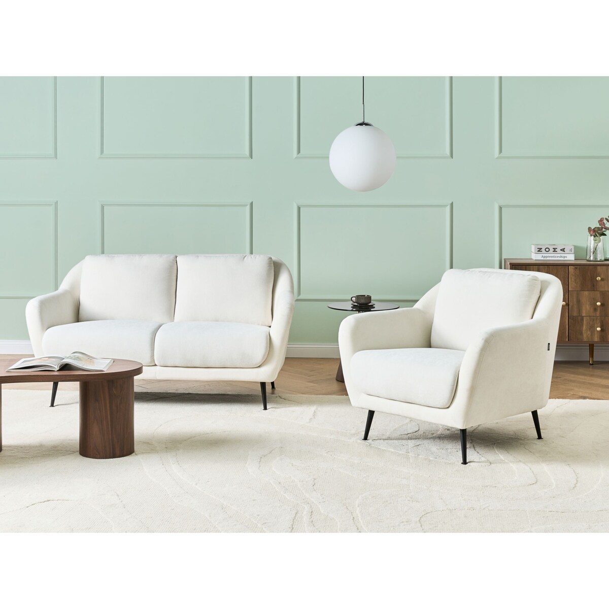 Sofa dla 2 osób EIBY Szenil Biały