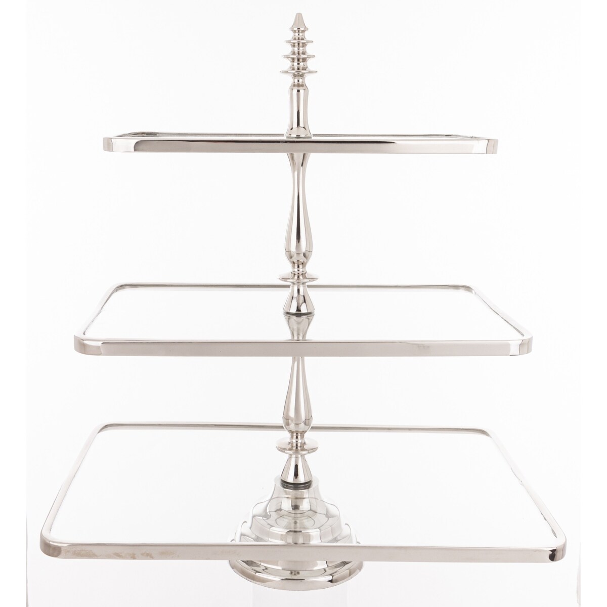 Patera 3-poziomowa szklana 55x47x31 cm ETERA-3 srebrna