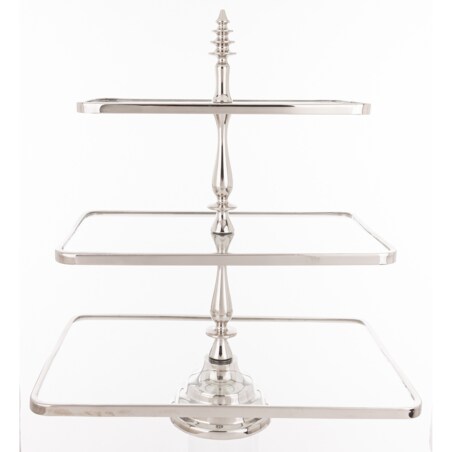 Patera 3-poziomowa szklana 55x47x31 cm ETERA-3 srebrna