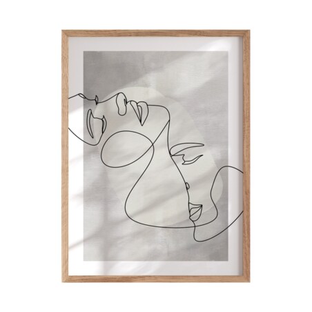 Plakat Romantyczny pocałunek rozmiar 30x40cm w ramie drewnianej Oak