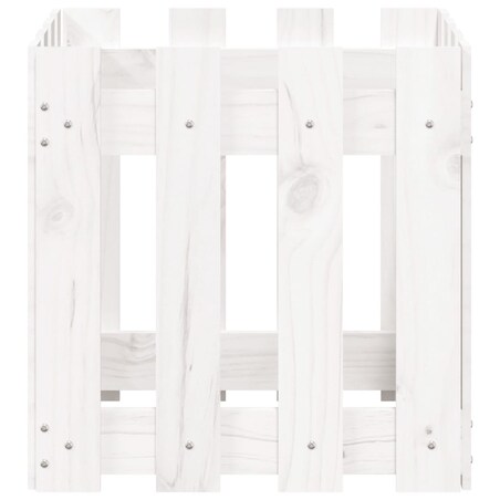 vidaXL Donica ogrodowa z płotkiem, biała, 40x40x40 cm, drewno sosnowe