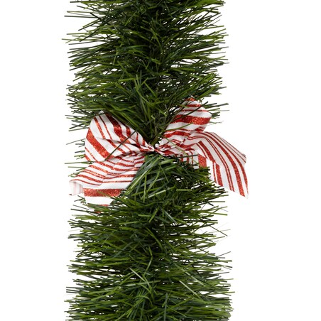 Girlanda świąteczna, gęsta choinka z kokardami, 270 cm, kolor zielony, tworzywo sztuczne