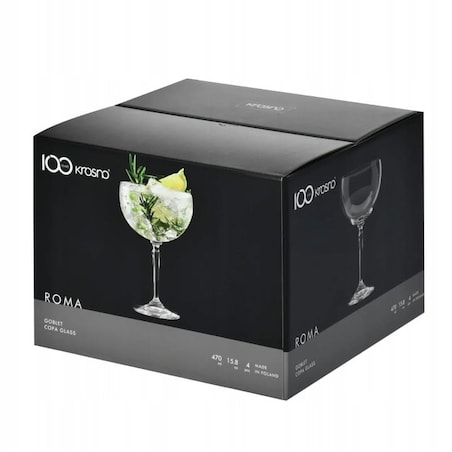Kieliszki do Wody Koktajli Wina Roma Krosno 4 szt Goblet Zestaw 470 ml Duże