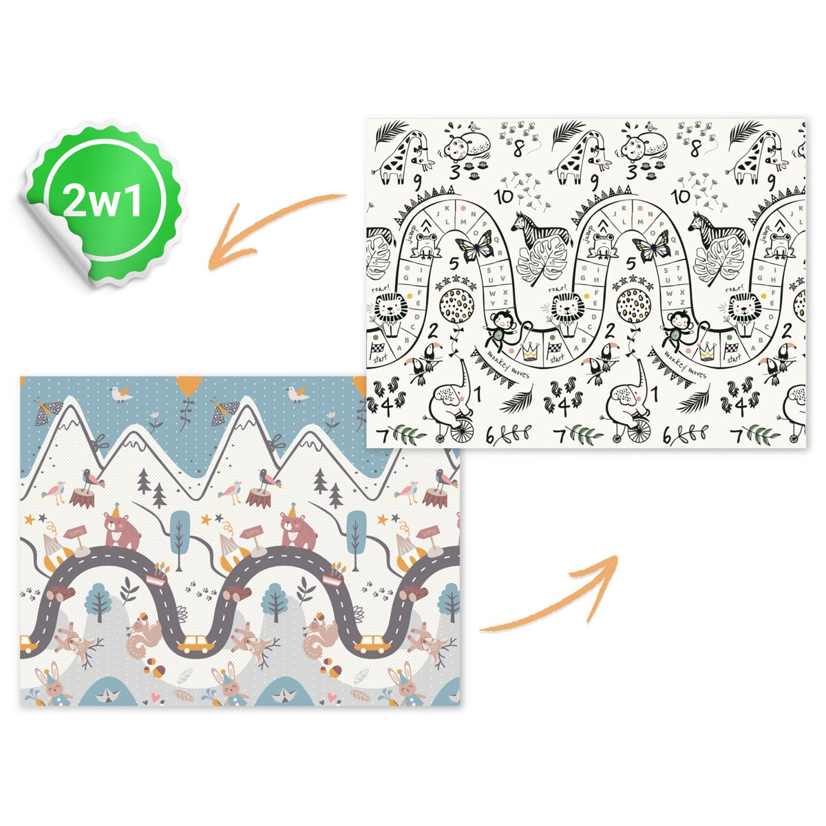 Mata piankowa edukacyjna składana dla dzieci 150x200 pianka xpe Nukido