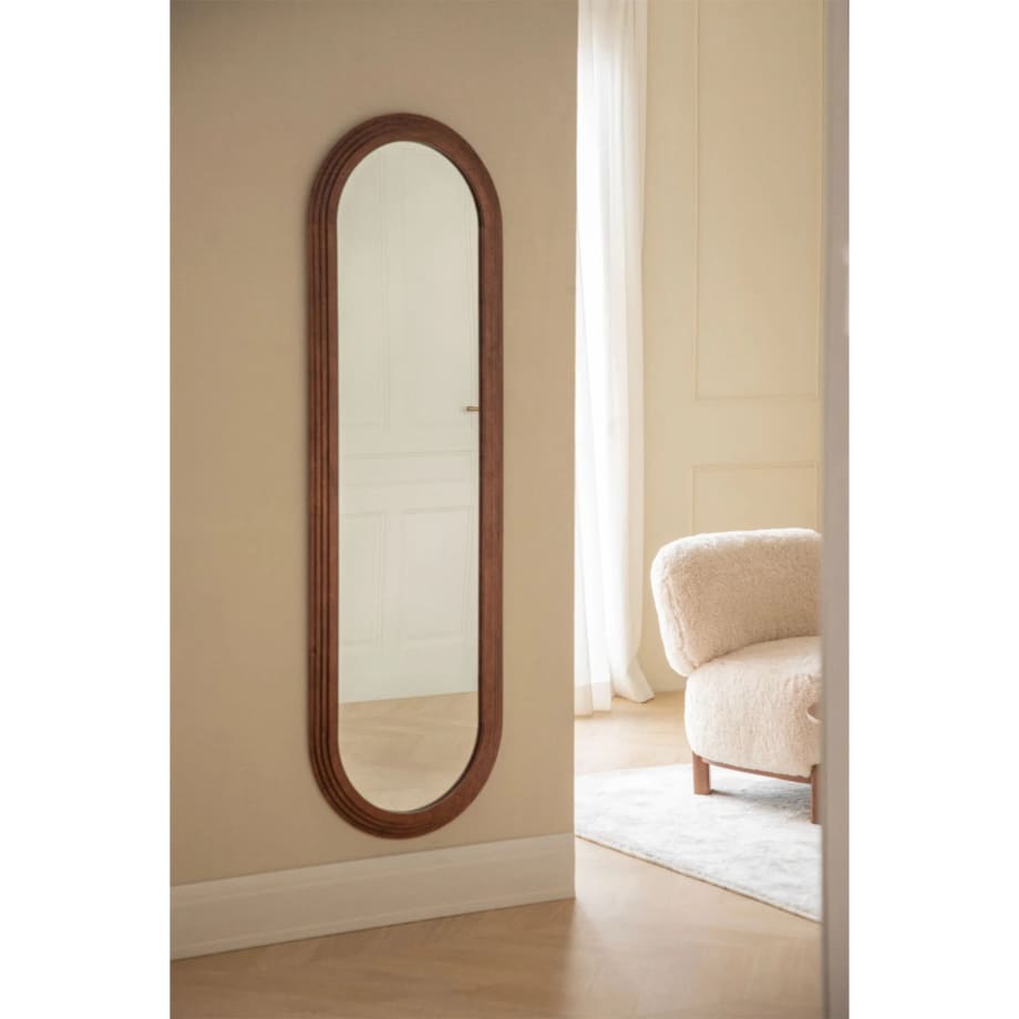 Owalne lustro ścienne z drewna dębowego 50x165 cm Munar