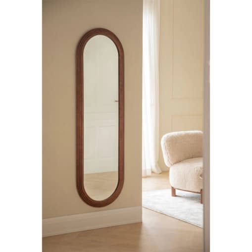 Owalne lustro ścienne z drewna dębowego 50x165 cm Munar
