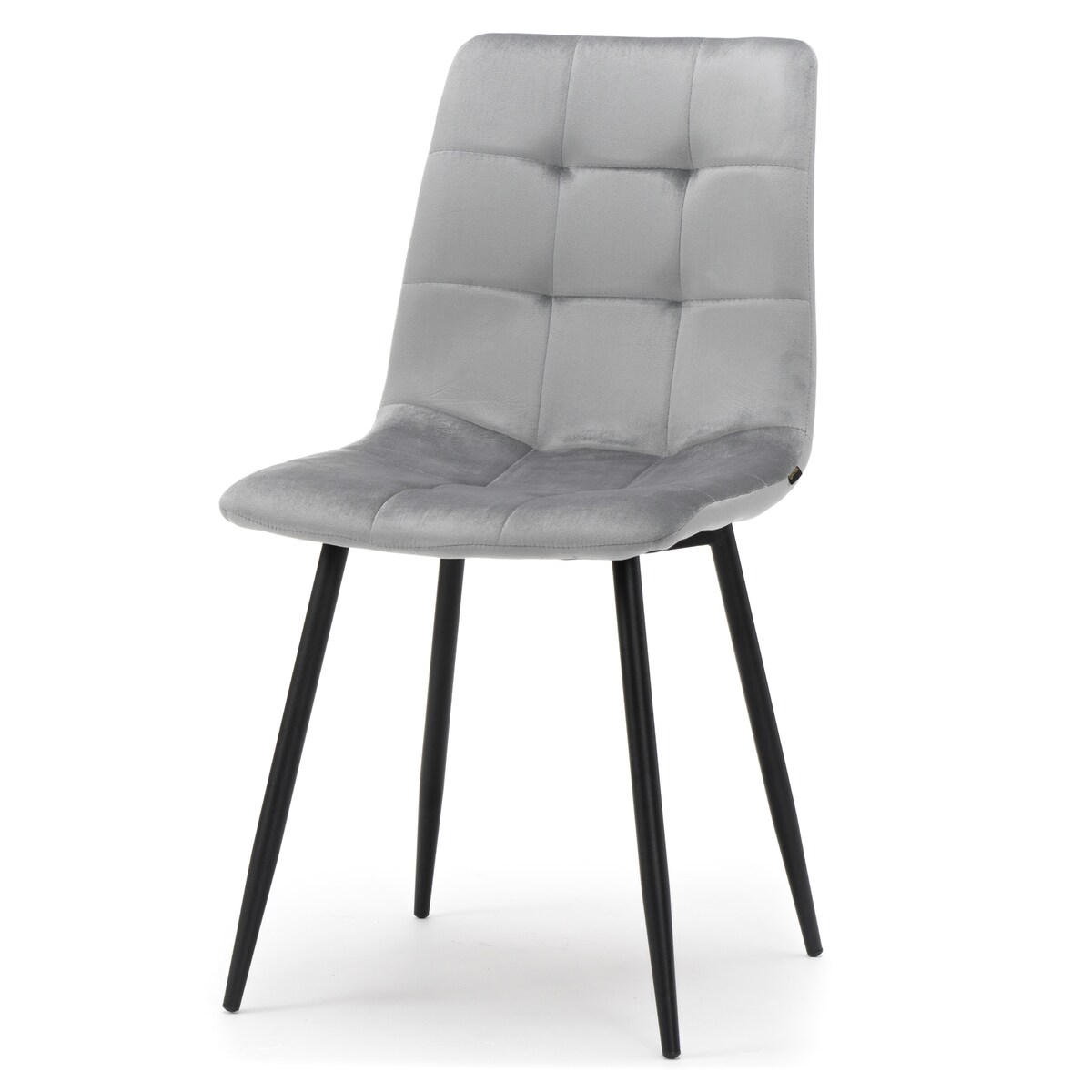 Krzesło tapicerowane pikowane welurowe do salonu jadalni PARMA jasnoszara