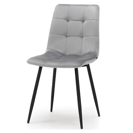 Krzesło tapicerowane pikowane welurowe do salonu jadalni PARMA jasnoszara