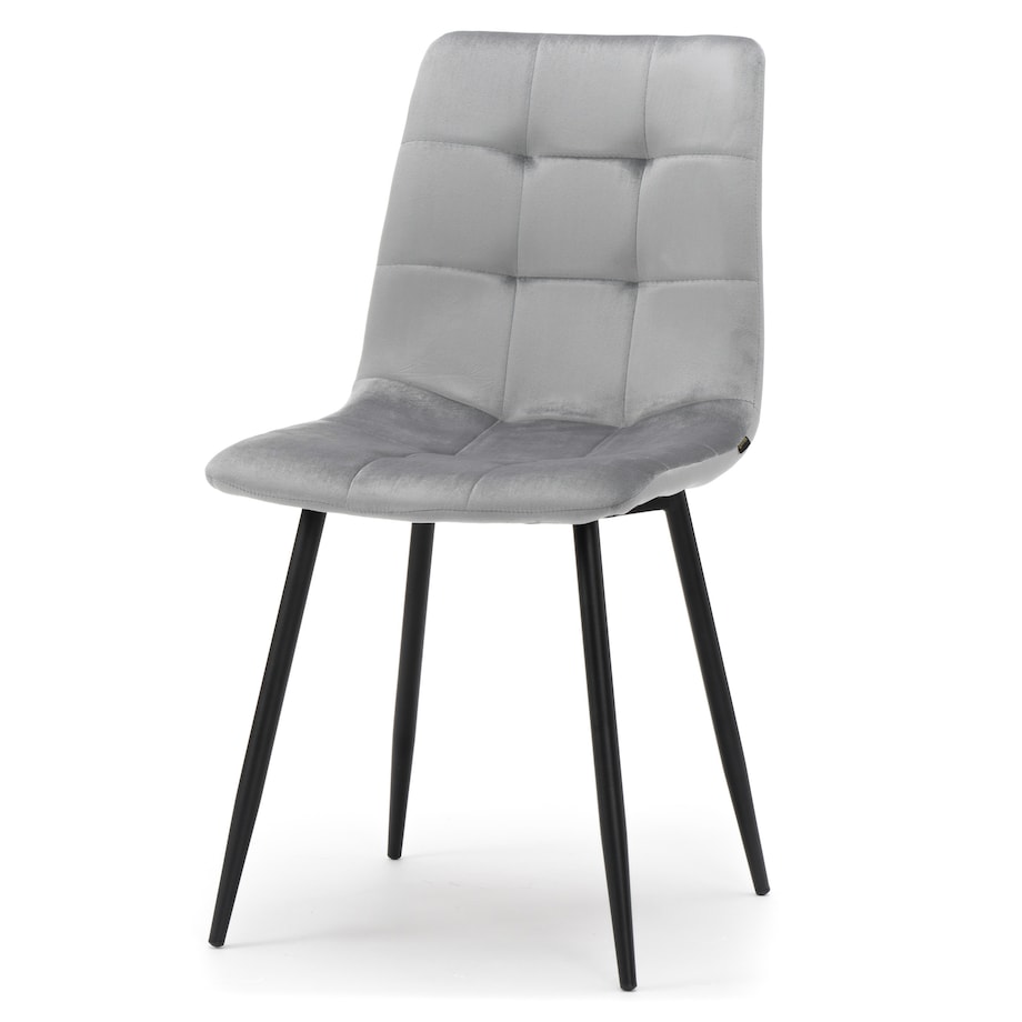 Krzesło tapicerowane pikowane welurowe do salonu jadalni PARMA jasnoszara