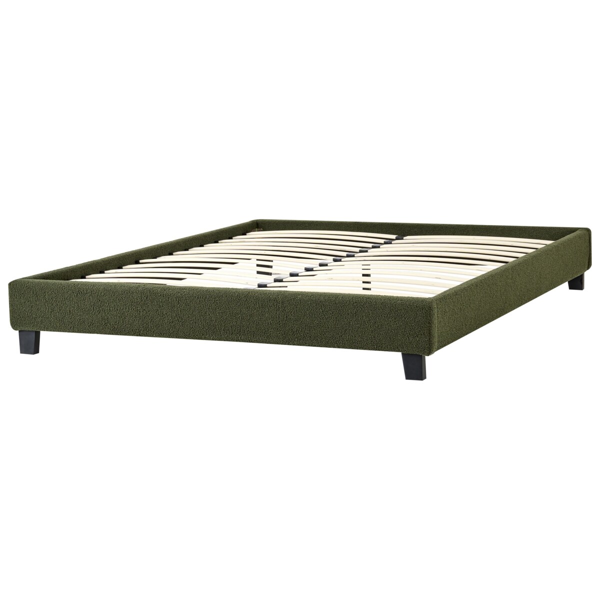 Łóżko bez zagłówka Boucle ROANNE 160 x 200 cm Ciemnozielony