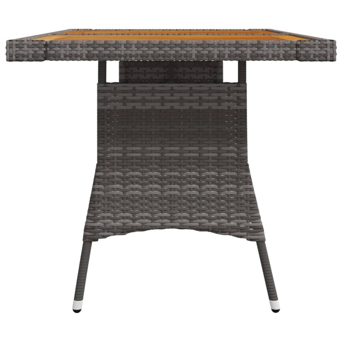 vidaXL Stół ogrodowy, szary, 130x70x72 cm, rattan PE i drewno akacjowe