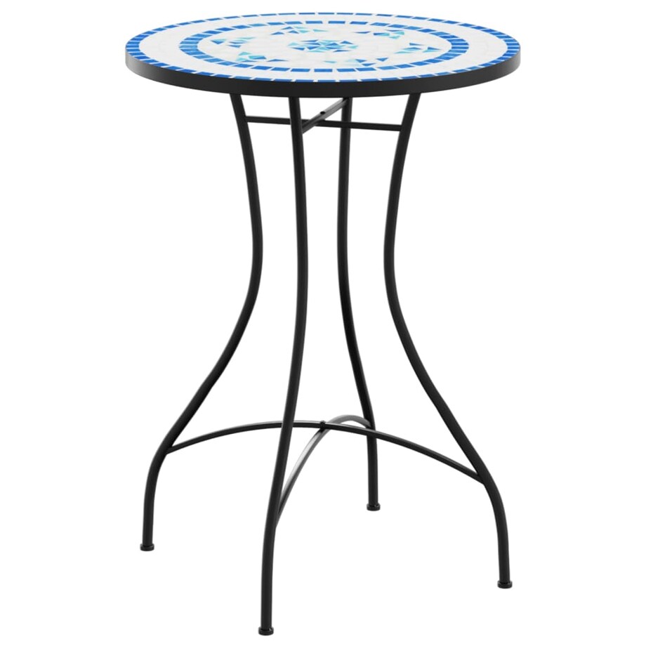 vidaXL Mozaikowy stolik bistro, niebiesko-biały, Ø50x70 cm, ceramiczny
