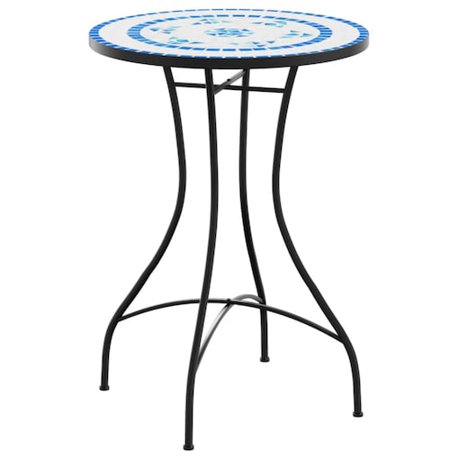 vidaXL Mozaikowy stolik bistro, niebiesko-biały, Ø50x70 cm, ceramiczny
