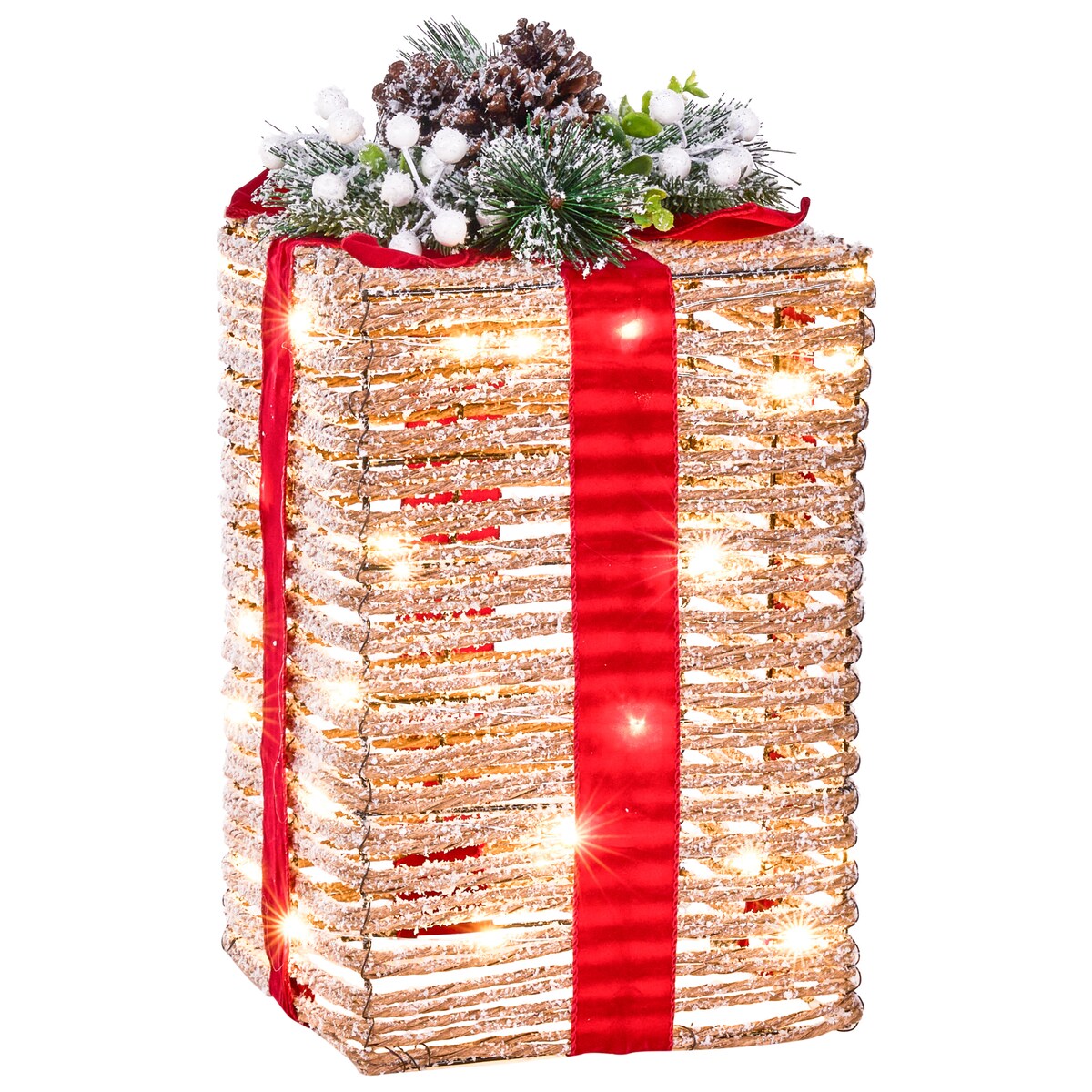 Zestaw 3 dekoracji świątecznych LED VAHTO 46/32/30 cm Prezenty świąteczne Brązowy