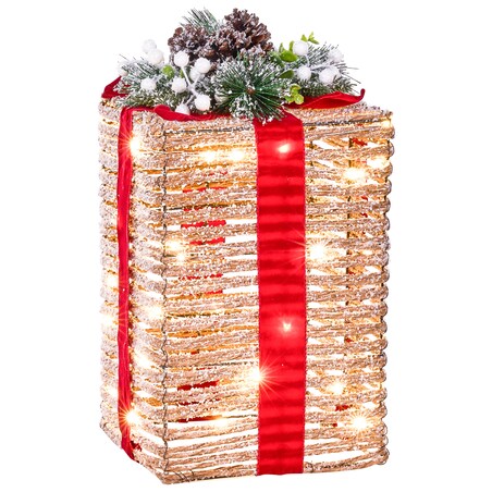 Zestaw 3 dekoracji świątecznych LED VAHTO 46/32/30 cm Prezenty świąteczne Brązowy